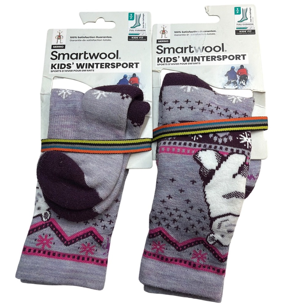 2 pair SmartWool Kids' Wintersport Full Cushion Over The Calf Socks Small NWT